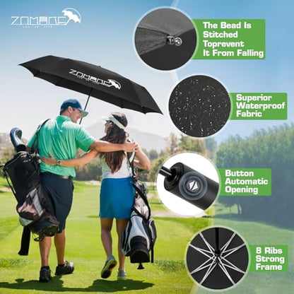 ZOMAKE Travel Umbrella Compact - 10 Ribs Portable Collapsible Umbrellas for Rain Windproof - Paraguas Automatic Small Folding Umbrella Lightweight Packable Umbrella for Women Men - color: Black C