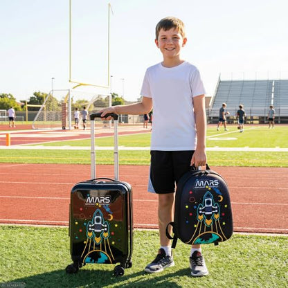 Kids Caary on Luggage Sets for Boys with Wheels Hardshell Suitcases with Hard Shell Suitcase Set for Airplane - color: Black Space