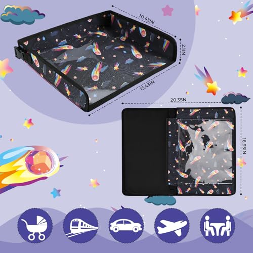 Airplane Tray Table Cover for Kids Organizer with Pockets Black - color: Black