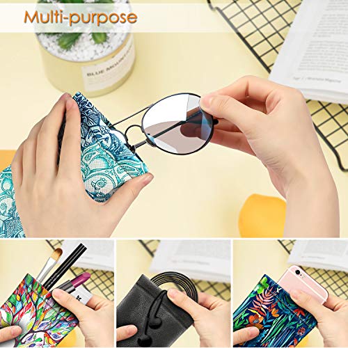 FINTIE Soft Eyeglasses Case with Cleaning Cloth, Squeeze Top Glasses Pouch - color: Emerald Illusions