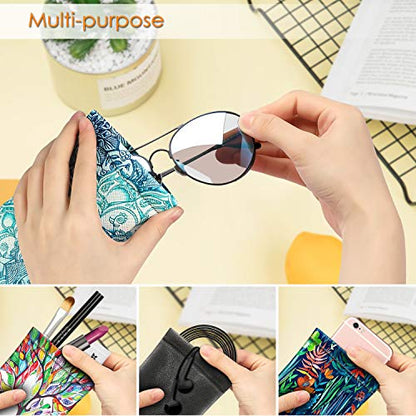 FINTIE Soft Eyeglasses Case with Cleaning Cloth, Squeeze Top Glasses Pouch - color: Emerald Illusions