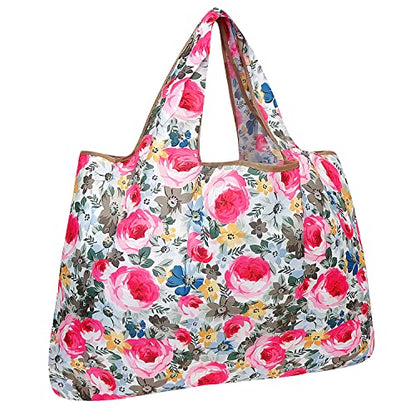 allydrew Large Foldable Tote Nylon Reusable Grocery Bags, Easter Floral - color: Easter Floral