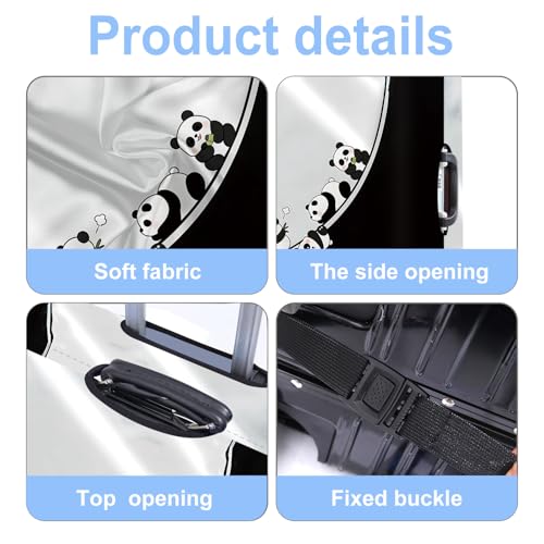 Pandas Luggage Cover Washable Suitcase Cover Protector Fit 20-22 Inch Luggage Durable Travel Bag Cover with Zipper Closure S - color: 4 pandas, size: S(20-22inch suitcase)