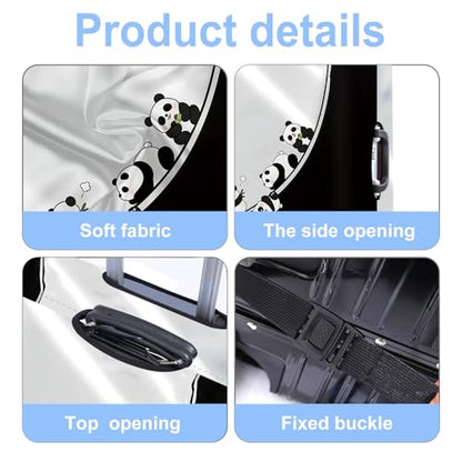 Pandas Luggage Cover Washable Suitcase Cover Protector Fit 20-22 Inch Luggage Durable Travel Bag Cover with Zipper Closure S - color: 4 pandas, size: S(20-22inch suitcase)