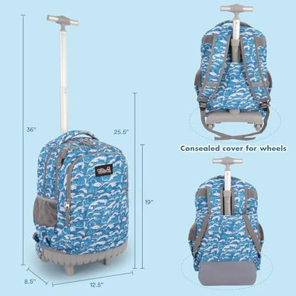 Tilami Rolling Backpack for Boys and Girls,Wave - color: Wave
