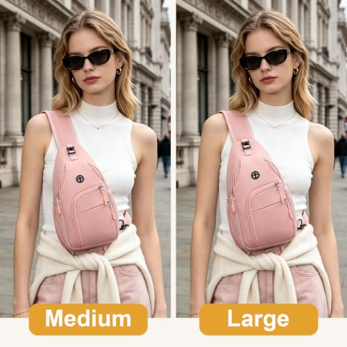 Pritent Crossbody Bags for Women Men Sling Bag Backpack Shoulder Bag - color: Light Pink, size: Medium