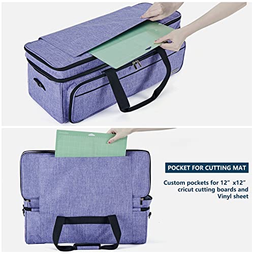 Double Layer Carrying Case with Mat Pocket for Cricut and Tools - color: III-Purple (Double Layer with Mat)