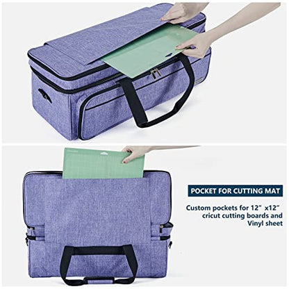 Double Layer Carrying Case with Mat Pocket for Cricut and Tools - color: III-Purple (Double Layer with Mat)
