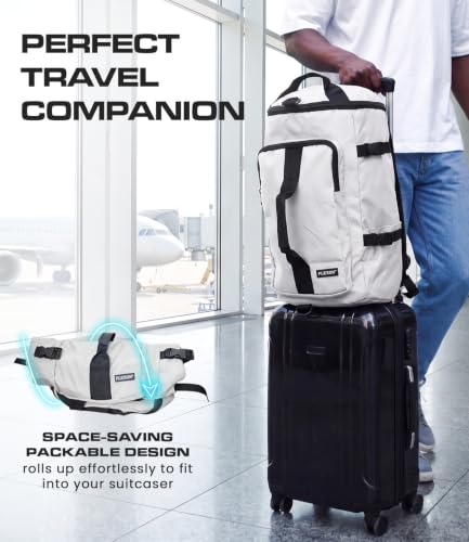 Plexon 2 in 1 Travel Duffle Bag Backpack 8.7 Gall for Sport Workout - color: Off-White