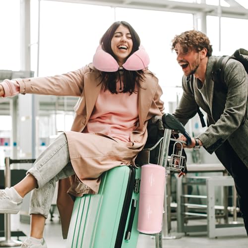 urnexttour Travel Pillow and Blanket Set Neck Pillow Airplane Foam Pink - color: A-pink