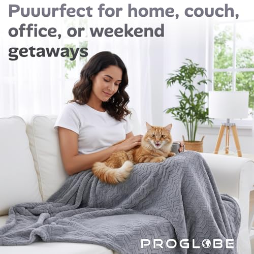 Proglobe Travel Blanket and Pillow Set, Soft Fleece Airplane Blanket, Grey - color: Grey
