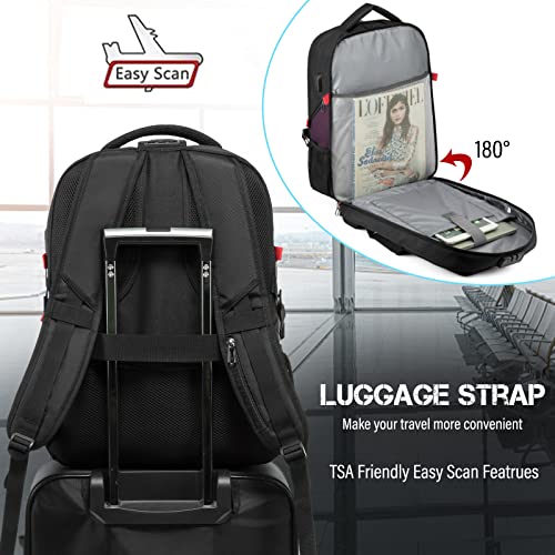 LOVEVOOK Large Laptop Backpack for Men,17.3Inch Heavy Duty Travel Backpack - color: Black&purple, size: 17 inch