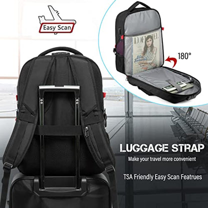 LOVEVOOK Large Laptop Backpack for Men,17.3Inch Heavy Duty Travel Backpack - color: Black&purple, size: 17 inch