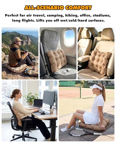Inflatable Seat Cushion & Lumbar Support Lightweight TPU Non-Slip - color: Brown