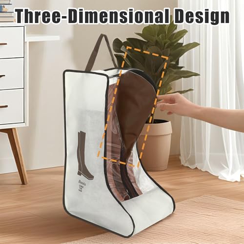 2 Pack Boot Storage Bag, Portable Dust Proof Boot Bags for Cowboy Boots - color: 2 Pack Beige