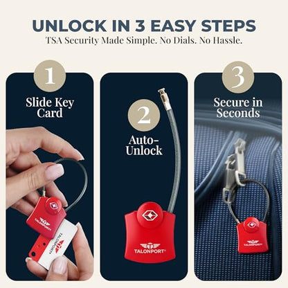 Keyless TSA Approved Suitcase Luggage Locks, Red 4-Pack - color: Red, size: 4 Pack