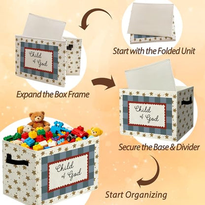 Christian Religious Positive Storage Bins Box with Handles Organizer Basket - color: 045
