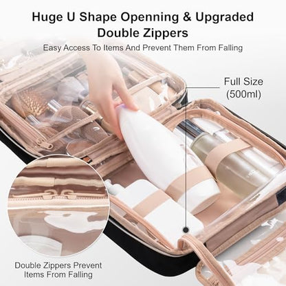 Everfun Hanging Travel Toiletry Bag Women, Leakproof Wet Dry Compartments - color: Black