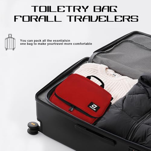 Goloni Hanging Toiletry Bag for Men Women, Water-Resistant Organizer,Pink - color: Red