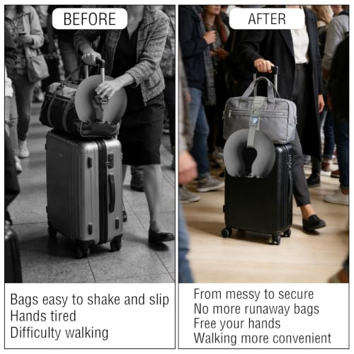 Adjustable Luggage Strap Bungee for Suitcase Handle with Ring Hooks&Buckle - color: Light beige with Ring Hooks&Buckle