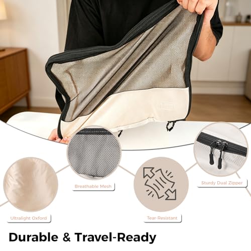 8-Piece Compression Packing Cubes for Travel, Luggage Organizer Sets - color: Beige-8 Set