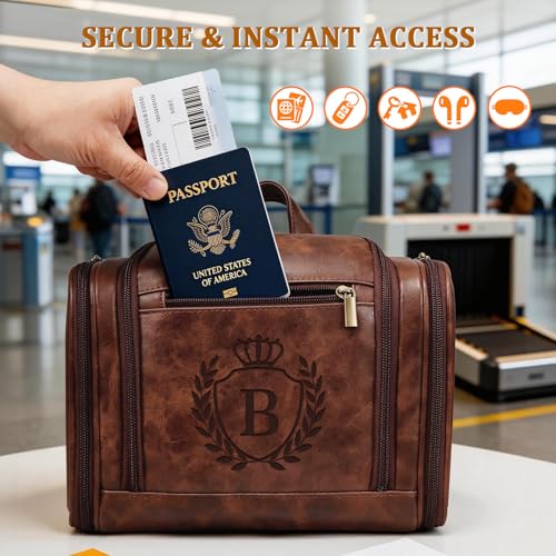 Thoughtful Christmas Mens Gifts for Him Large Hanging Toiletry Bag B - color: Cognac, style: B