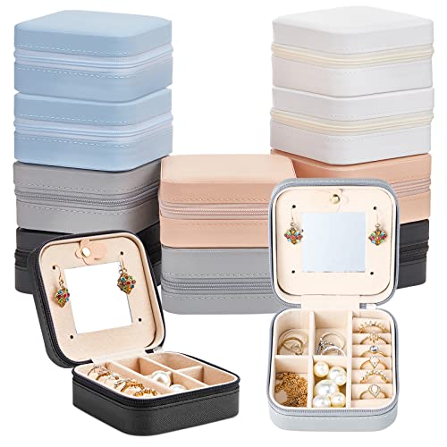 Bucherry 10 Pcs Mini Travel Jewelry Case with Mirror - color: Multi Colors