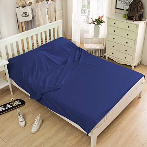 Sleeping Bag Liner, Camping Travel Home Bed Sheet Compact Sacks - color: Navy, size: 70.8*82.7"