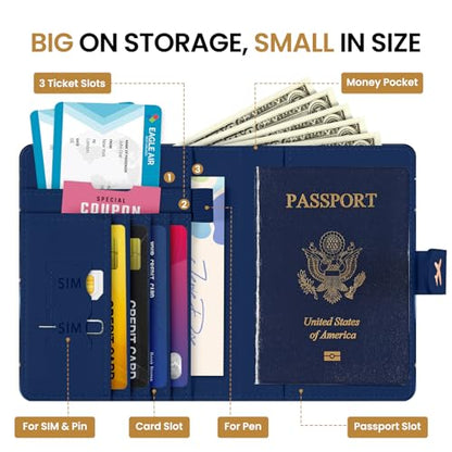 Passport Holder for Travel, RFID Blocking Wallet with Magnetic Closure - color: F-Star