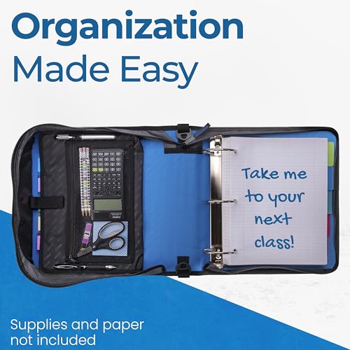 Case-it School Zipper Binder | 3" O-Rings | 600-Sheet | D-146 Denim Blue - color: D Denim Blue, size: 1 Pack