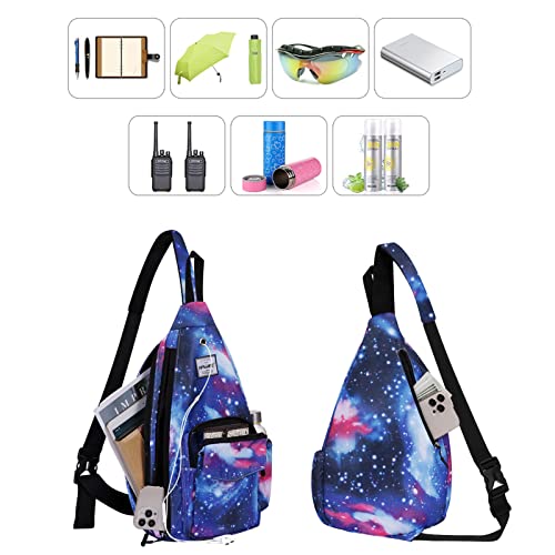 Backpack Sling for Women Anti-Water Crossbody Bag Inclined Adjustable Pack - color: Galaxy