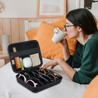 BOVKE Travel Sunglasses Organizer, Glasses Display Case, Eyeglasses Organizer Storage Holder for Multiple Pairs for Men Women