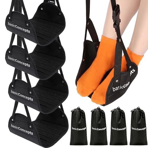 Airplane Footrest (4 Pack), Perfect Foot Hammock for Airplane Travel or Office - Relax Your Feet