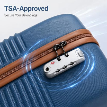 Carry On Luggage 22x14x9 Airline Approved Suitcase with Wheels, 3 Piece - color: Dark Blue, size: 3 Piece Sets (20/BP/TB)