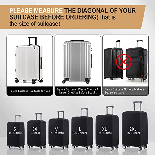 Travel Luggage Cover Protector Scratch-Resistant Fit 19-33 Inch, Not Included Suitcase (Black, M(24-25inch)) - color: Black, size: 24-25 inch