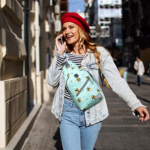 ZOMAKE Sling Bag,Small Crossbody Sling Backpack Shoulder Daypack for Travel - color: Bee Blue, size: 8L