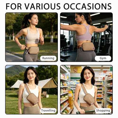 Goloni Women Waterproof Crossbody Fanny Pack Adjustable 1.1L Waist Belt Bag - color: Brown