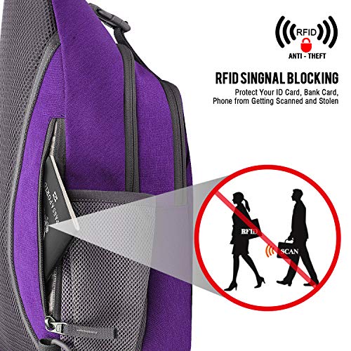 G4Free Sling Bag for Men Women, RFID Blocking Crossbody Bag, Daily, Travel - color: Purple/Gray