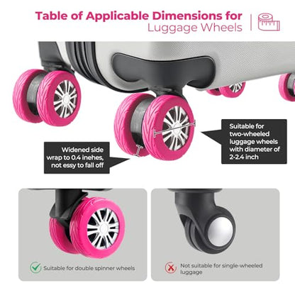 8Pcs Upgrade Luggage Wheel Covers, Travel Accessories (Hot Pink) - color: Hot pink