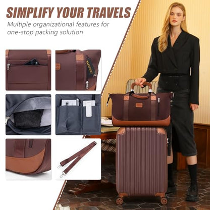 Cosbarn Luggage Sets, Lightweight Durable Hardshell, 5 piece Suitcase Sets - color: Burgundy