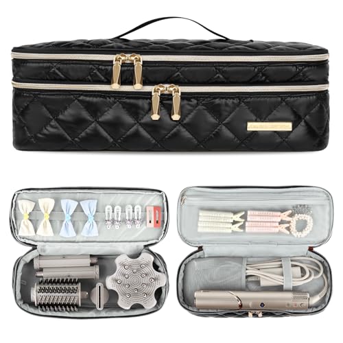 Hair Tools Travel Bag Compatible with Dyson Airwrap, Shark FlexStyle - color: Black