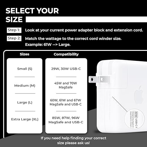 HumanCentric Cord Winder for MacBook Charger Organizer, for USB-C 29W & 30W - size: S