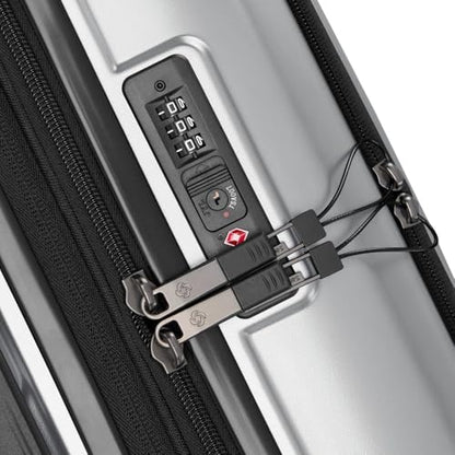 Samsonite Octiv Lightweight Hardshell 21-Inch Pro Carry-On Luggage - Durable & Impact Resistant, 360° Aero Trac Spinner Wheels, Adjustable Handle, Expandable Suitcase, TSA Approved Lock - Silver - color: Aluminum Silver, size: Front Pocket Carry-On 21 inc
