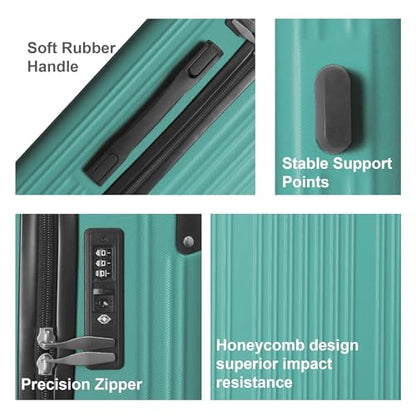 3-Piece Luggage Set 3 (20"/24"/28"), Hardside Suitcases with 8 Spinner Wheels, Scratch-Resistant ABS Shell, set2, set3 Travel Suitcase, TSA Lock (Ribbed Surface, Fresh Green) - color: Fresh Green, style: Ribbed Surface