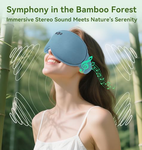 LC-dolida Bamboo Cotton Weighted Bluetooth Sleep Masks, 3D Weighted Sleep Masks with Bluetooth 5.4 Headphones, Total Blackout Bluetooth Sleep Mask for Women Men, Weight Eye Mask for Sleeping, Ash Blue - color: Ash Blue