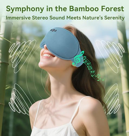 LC-dolida Bamboo Cotton Weighted Bluetooth Sleep Masks, 3D Weighted Sleep Masks with Bluetooth 5.4 Headphones, Total Blackout Bluetooth Sleep Mask for Women Men, Weight Eye Mask for Sleeping, Ash Blue - color: Ash Blue