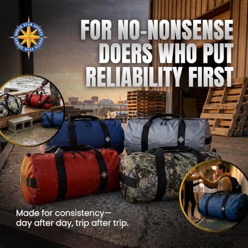 44L Daily Heavy Duty Duffle Bag, Weatherproof Ripstop Gym Travel Gear Bag - color: Brown, size: 12" x 24" (44 Liters)
