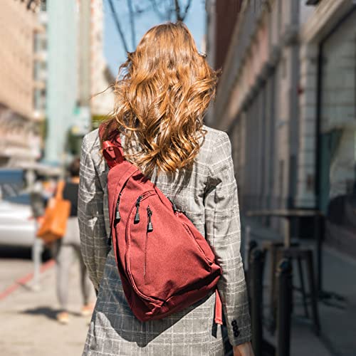 JESSIE & JAMES Peyton Crossbody Sling Backpack Concealed Carry Purse For Women Men Outdoor Chest Bag Shoulder Backpack - color: Red