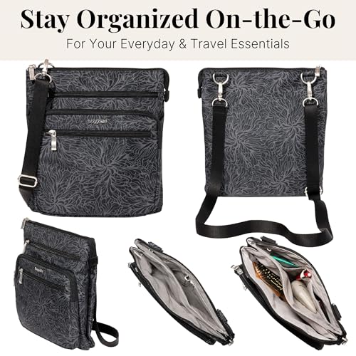 Baggallini Out and About Crossbody - color: Midnight Blossom Print