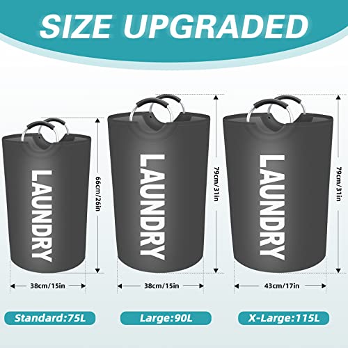 115L Large Laundry Basket, Dirty Clothes Waterproof Laundry Hamper, Grey - color: Grey, size: 115L